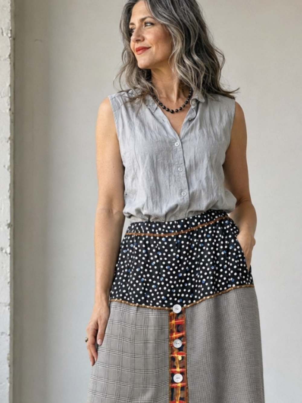Nothing Matches | Handmade Retro Button Down Skirt | Size Small - Picture 2 of 13